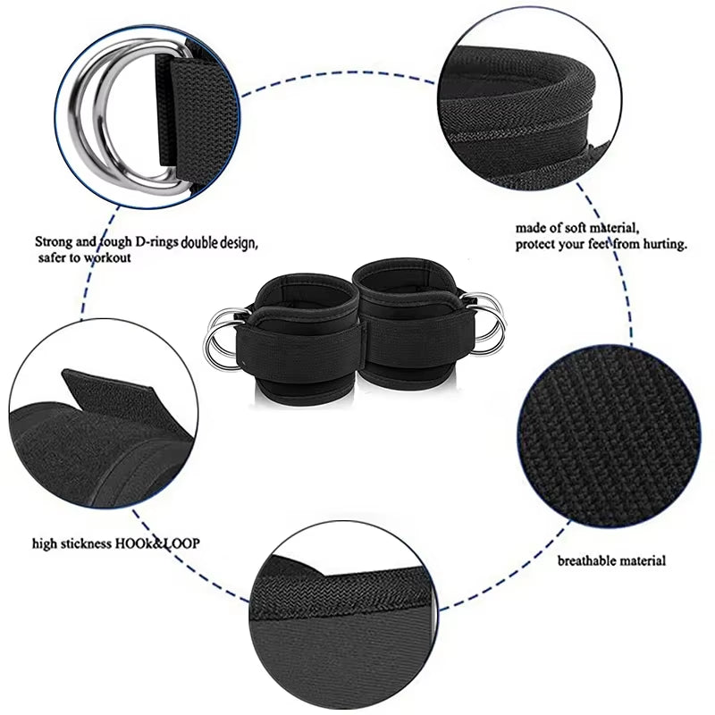 Double D-Ring Adjustable Ankle Cuffs Straps - Bambam Fitness