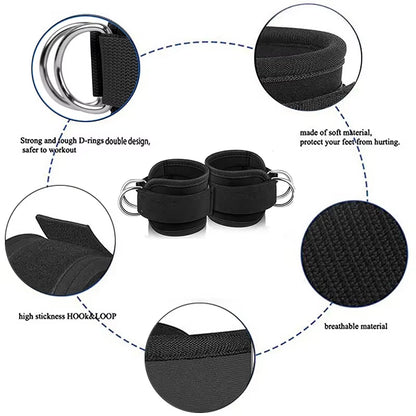 Double D-Ring Adjustable Ankle Cuffs Straps - Bambam Fitness