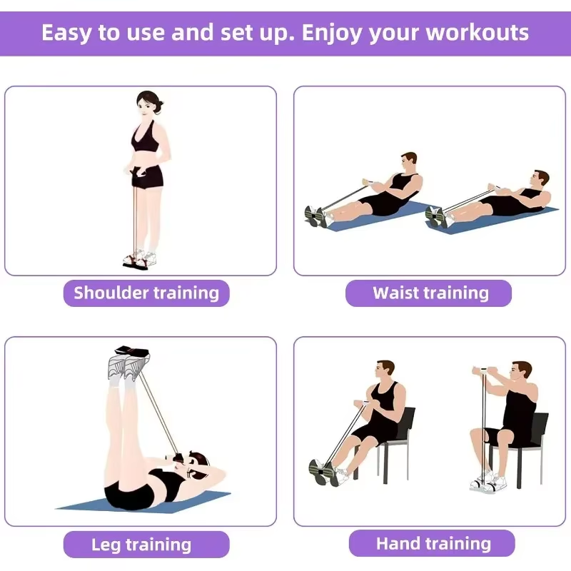 Portable Ab Latex Tubes & Foot Pedal Rope Set - Bambam Fitness