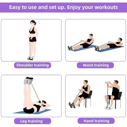 Portable Ab Latex Tubes & Foot Pedal Rope Set - Bambam Fitness