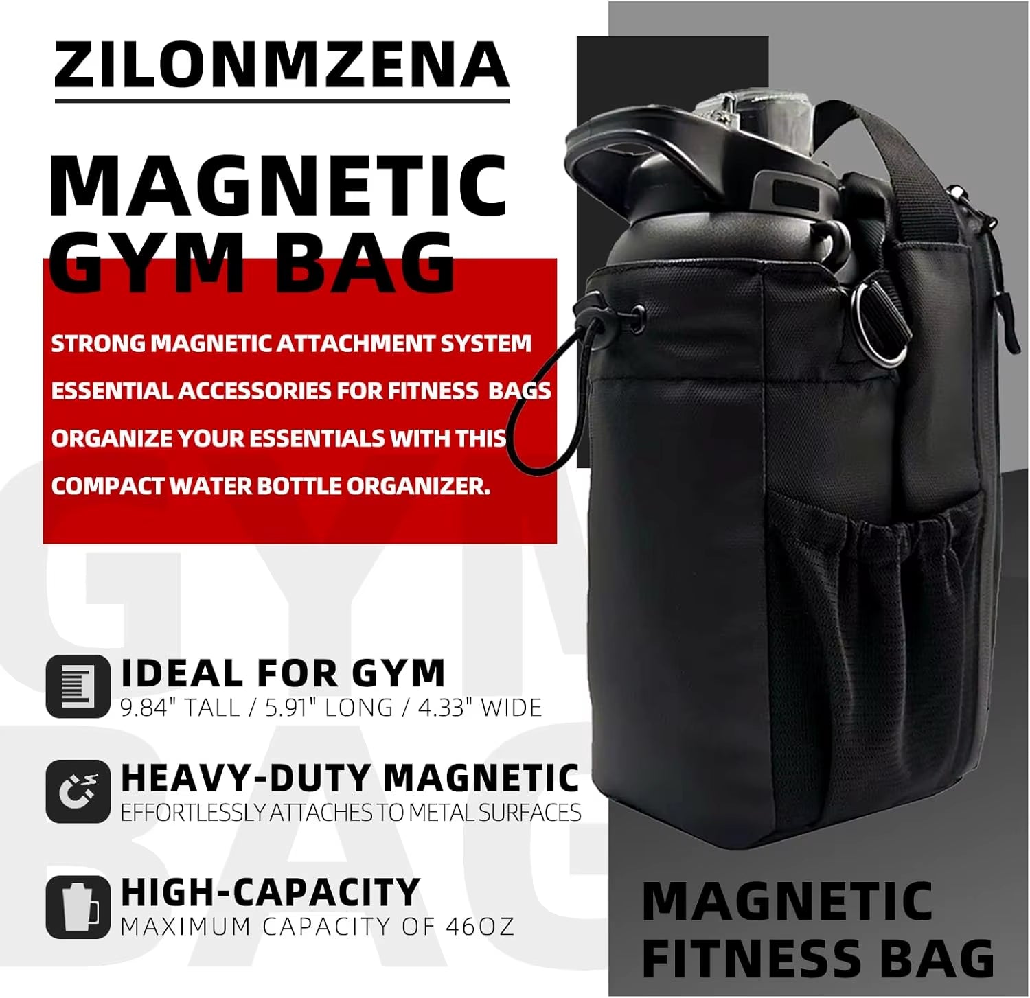 Water Bottle Magnetic Gym Bag with Strap