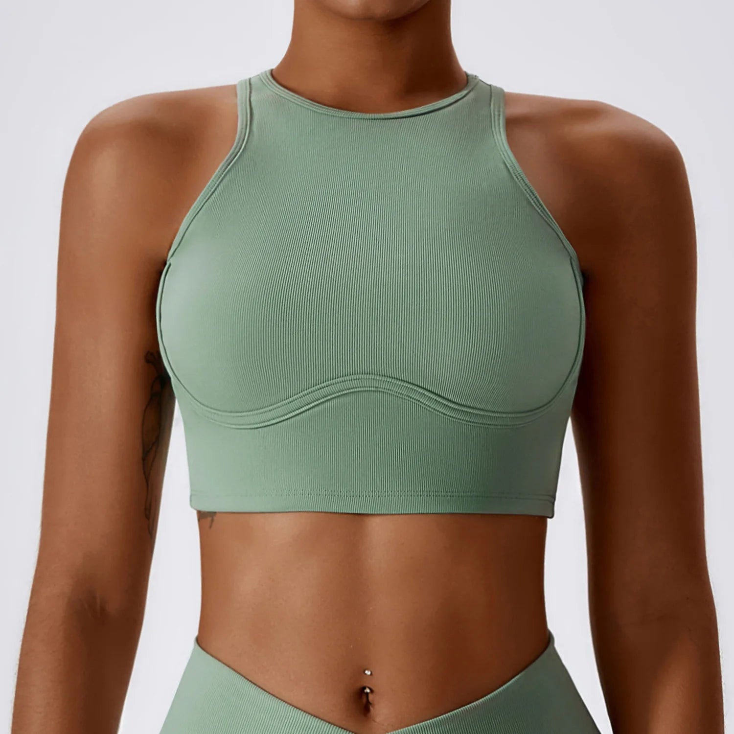 Seamless Running Shockproof Rib Yoga Bra